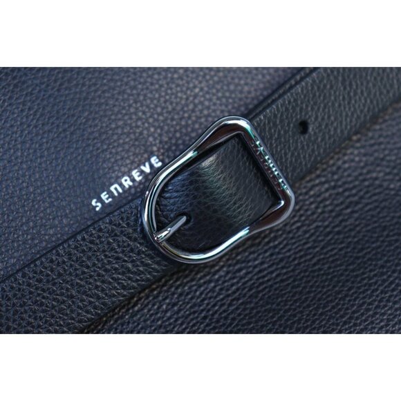 Senreve Women's Large Soft Black Cavalla Satchel Piccola Leather Clutch $1100 - Picture 4 of 13